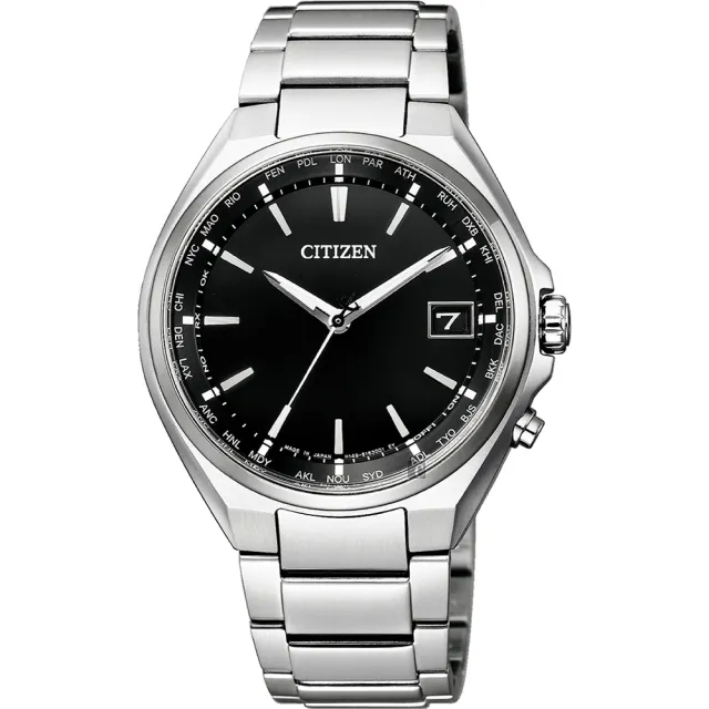 【CITIZEN 星辰】鈦 光動能電波萬年曆手錶 送行動電源 開學(CB1120-50E)