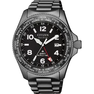 【CITIZEN 星辰】PROMASTER GMT 限量光動能兩地時間手錶(BJ7107-83E)