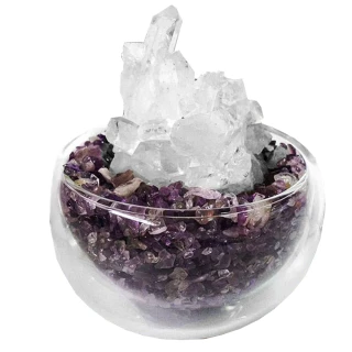 【A1寶石】招財轉運白水晶簇-紫水晶聚寶盆