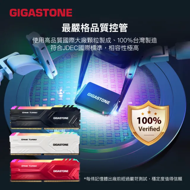 【GIGASTONE 立達】GAME TURBO DDR4 3200 32GB RGB 電競超頻 桌上型記憶體-白(PC專用/16GBx2)