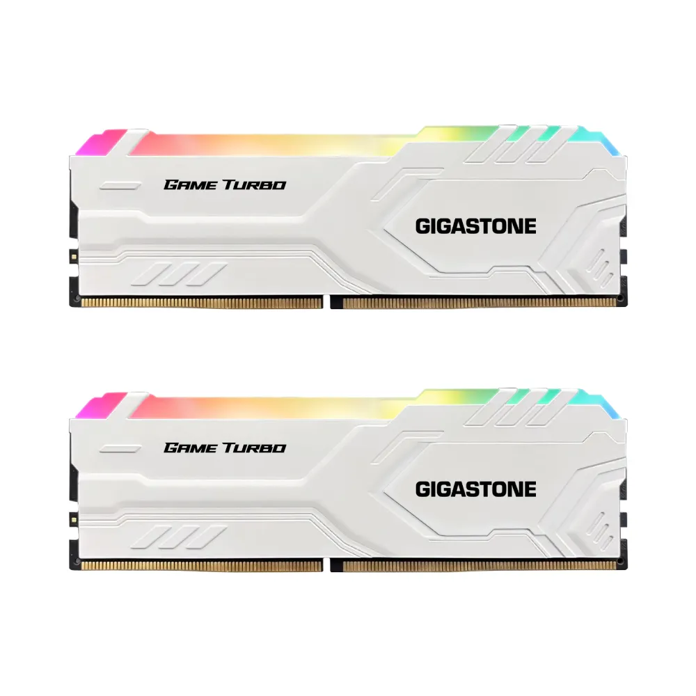 【GIGASTONE 立達】GAME TURBO DDR4 3200 16GB RGB 電競超頻 桌上型記憶體-白(PC專用/8GBx2)