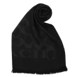 【COACH】經典大C LOGO羊毛蠶絲薄圍巾/披巾(黑色)