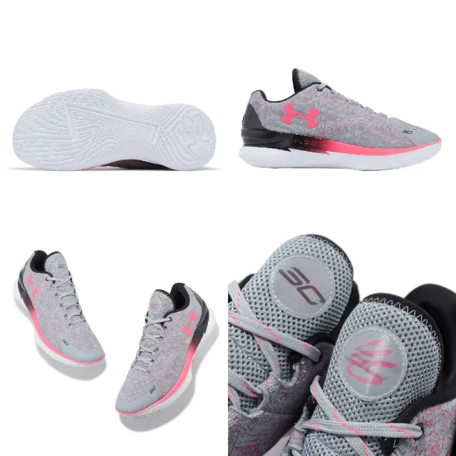 【UNDER ARMOUR】籃球鞋 Curry 1 Low Flotro NM2 男鞋 灰 粉 輕量 Flow UA 運動鞋(3026278401)
