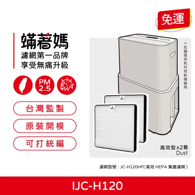 蟎著媽 濾網2入優惠組(適用 IRIS OHYAMA IJC-H120 PD-A140-W IJC-H120HF 空氣清淨除濕機)