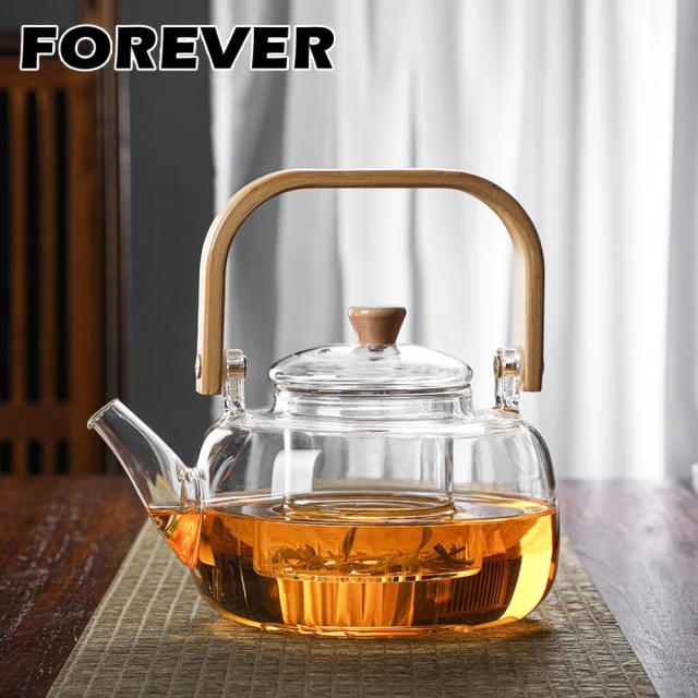 FOREVER 鋒愛華 木柄提手高硼硅玻璃泡茶壺