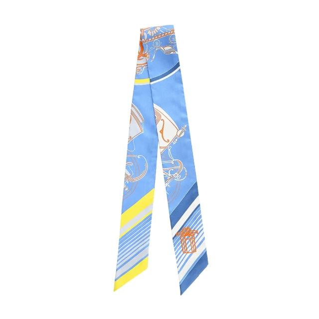 Hermes 愛馬仕Hermes 愛馬仕 Ex-Libris 刺繡Twilly絲巾(天藍)