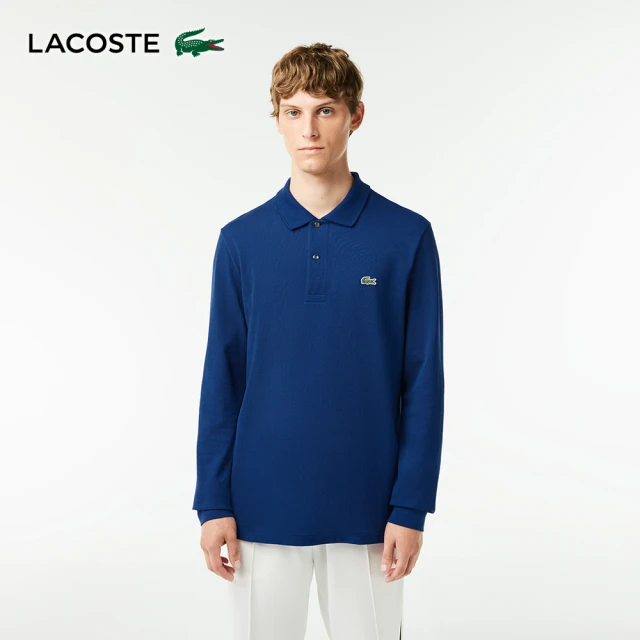 LACOSTE 男裝-經典巴黎商務長袖Polo衫(藍色)評價