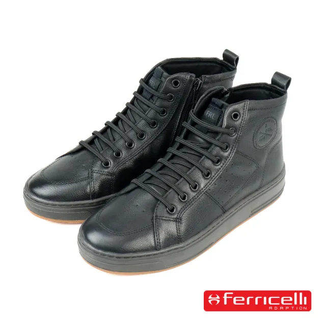 【Ferricelli】巴西漸變厚底高筒真皮綁帶休閒鞋 黑色(F58411-BL)