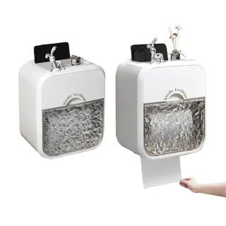 【SUNORO】壁掛雙層衛生紙架 無痕貼衛生間面紙盒套 浴室防水防潮置物收納盒 抽紙盒