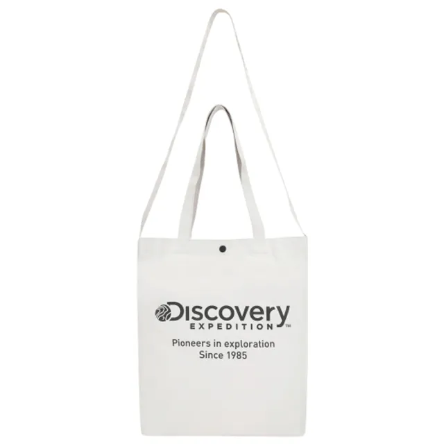 【Discovery】情人節禮物 DISCOVERY 防潑水 帆布袋 側背包(防水包 米白 托特包)