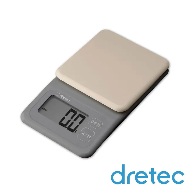 【DRETEC】日本布洛托廚房電子料理秤-2kg/0.1g-灰色(KS-726DG)