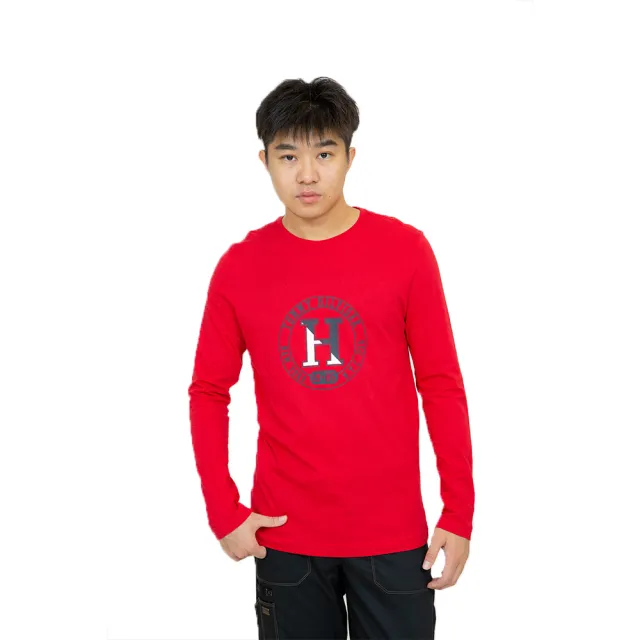 【Tommy Hilfiger】三色 薄長袖 純棉 大尺碼 長袖 上衣  T恤 長T 平輸品(藍 灰 紅 三色 長袖9298BI4)