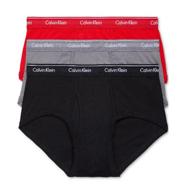 Calvin Klein 凱文克萊Calvin Klein 凱文克萊 2023男時尚棉黑灰紅色三角內著混搭3件組-M-網(預購)