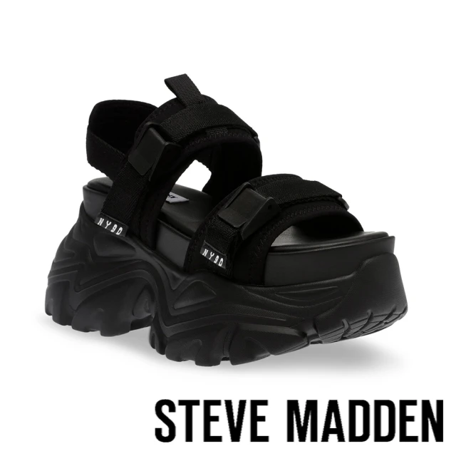 STEVE MADDEN VORTEXS 扣帶超厚底休閒涼鞋(黑色)