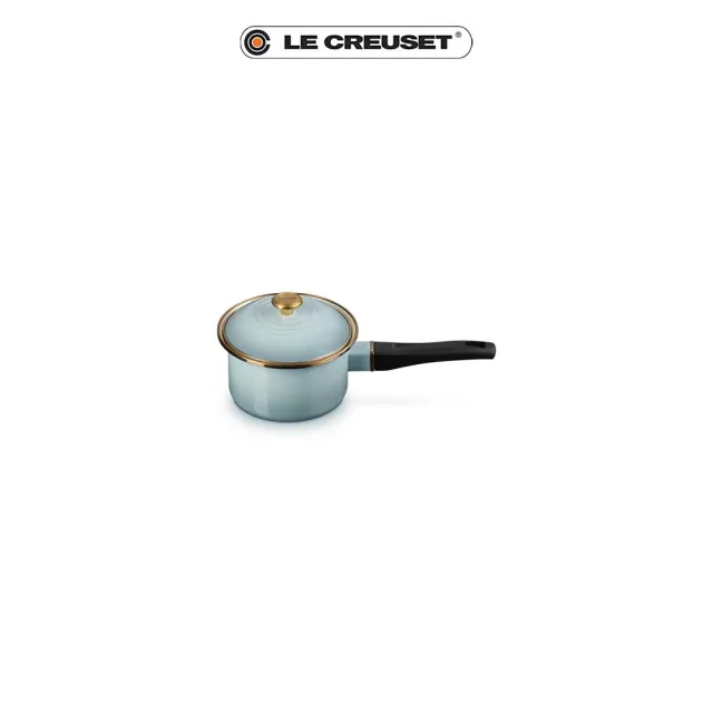 【Le Creuset】琺瑯醬汁鍋14cm(海洋之花-金頭)