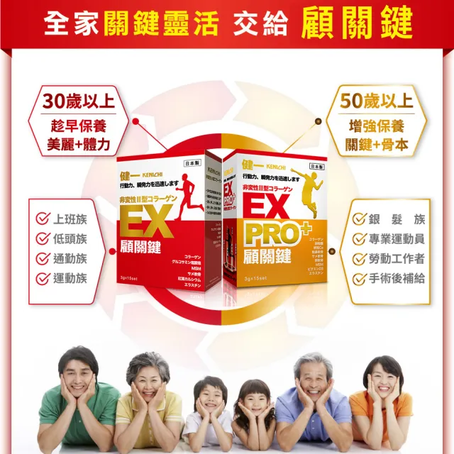 【健一 顧關鍵】日本原裝 非變性二型膠原蛋白_超級關鍵王 經典版x3盒(15包/盒)