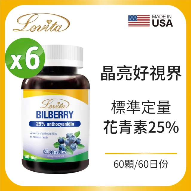 【Lovita 愛維他】山桑子膠囊60mg 6入組(共360顆)