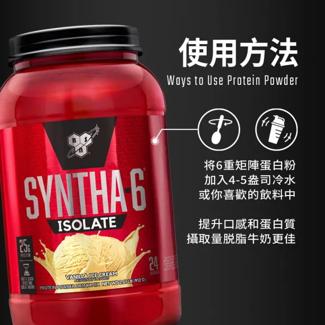 【BSN 畢斯恩】Syntha-6 Isolate 綜合分離乳清蛋白 4.02磅(香草奶昔)