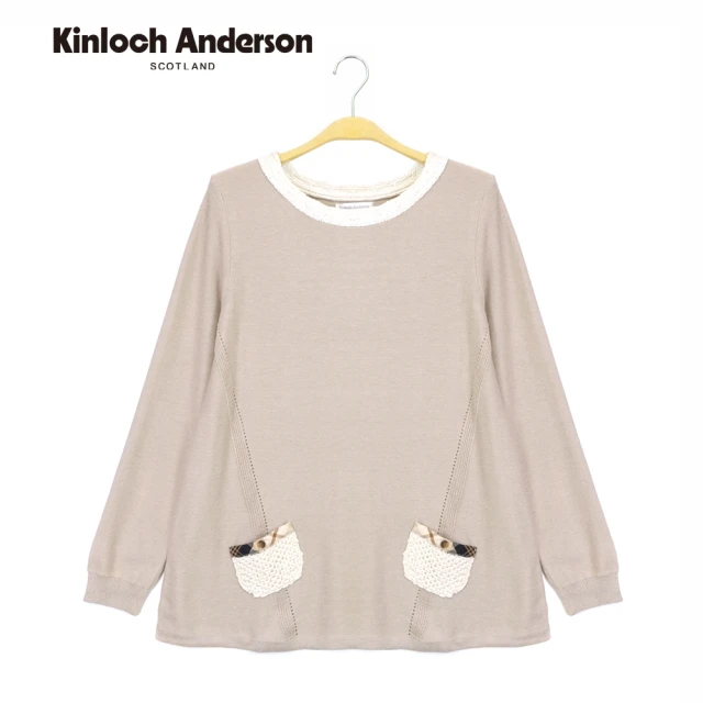 Kinloch AndersonKinloch Anderson 圓領珍珠口袋佩飾長袖上衣 金安德森女裝(KA0669034)