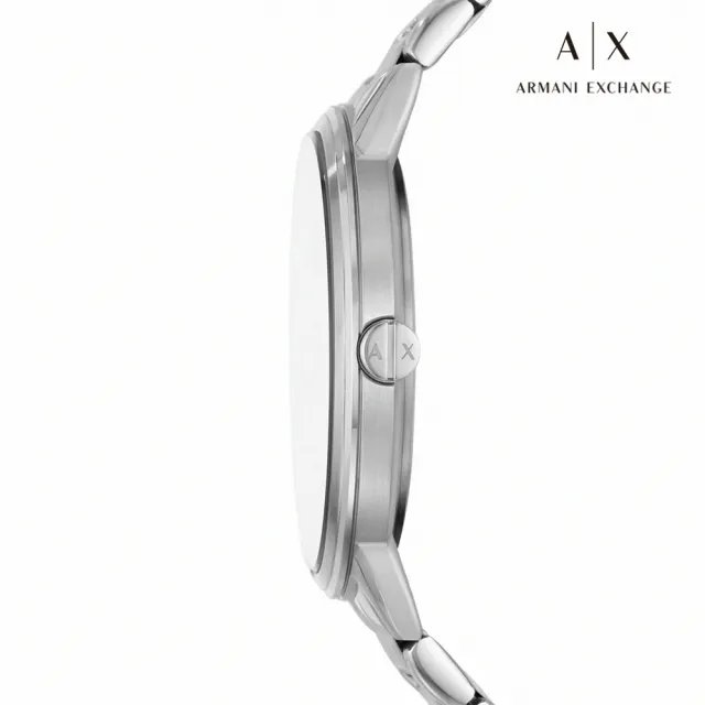 【A|X Armani Exchange 官方直營】Cayde 現代簡約時刻手錶 銀色不鏽鋼鍊帶 42MM AX2737