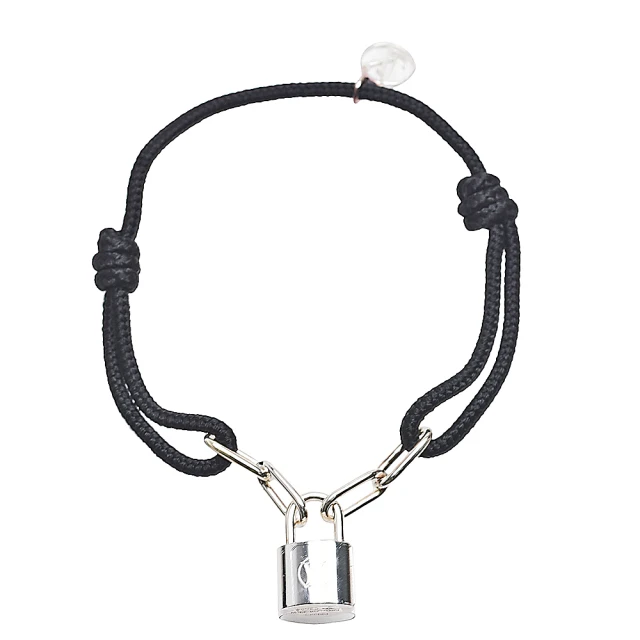 Louis Vuitton 路易威登 Q95864公益Silver Lockit金屬鎖頭造型手環(黑色)