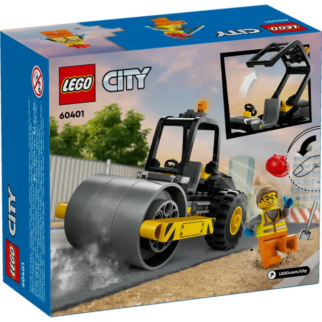 【LEGO 樂高】城市系列 60401 工程蒸氣壓路機(工程車 交通工具)
