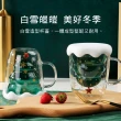 【太力】聖誕樹耐熱雙層玻璃杯300ml附杯蓋-1入(咖啡杯/水杯/玻璃杯/耐冷熱/聖誕節交換禮物)