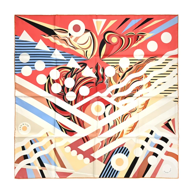 【Hermes 愛馬仕】Le Reve de Julia  90 cm手工捲邊斜紋真絲方巾(珊瑚紅/淺藍/淡黃)