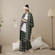 【gozo】g+ Lazy day懶在家格紋襯衫洋裝睡衣附髮圈(兩色)