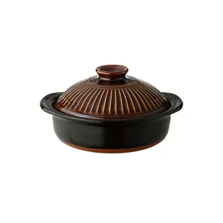 【日本佐治陶器】日本製菊花系列飴釉陶鍋/湯鍋2700ML(9號)