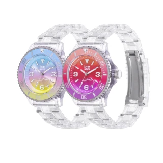 【Ice-Watch】Clear Sunset清晰日落系列 柔和粉嫩少女漸層三針腕錶 晶瑩透明錶帶