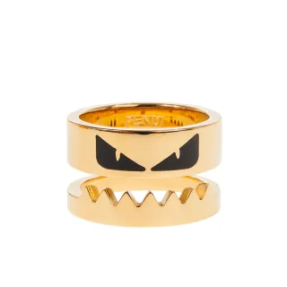 【FENDI 芬迪】經典怪獸造型雙環戒指(金色)