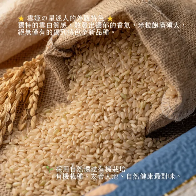 【樂米穀場】花蓮富里產有機雪姬之星牛奶軟糙米1.5KG(承襲日本牛奶皇后軟潤口感)