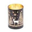 【YU Living 信歐傢居】聖誕LED玻璃電鍍麋鹿聖誕樹裝飾燈 LED燈(黑色/麋鹿聖誕樹圖樣)