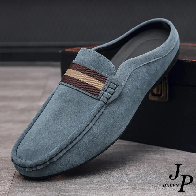 【JP Queen New York】英倫條紋男款懶人休閒穆勒鞋(3色可選)