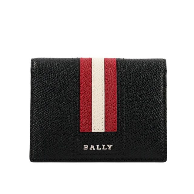 BALLY Landy 壓紋牛皮拉鍊卡片夾(黑色)優惠推薦