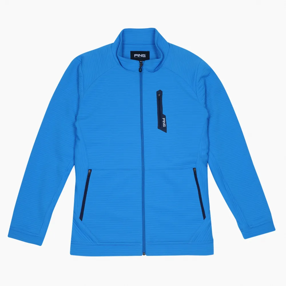 【PING】男款立體橫紋蓄熱保溫針織外套-藍-藍(蓄熱保溫/GOLF/高爾夫/PC21210-56)