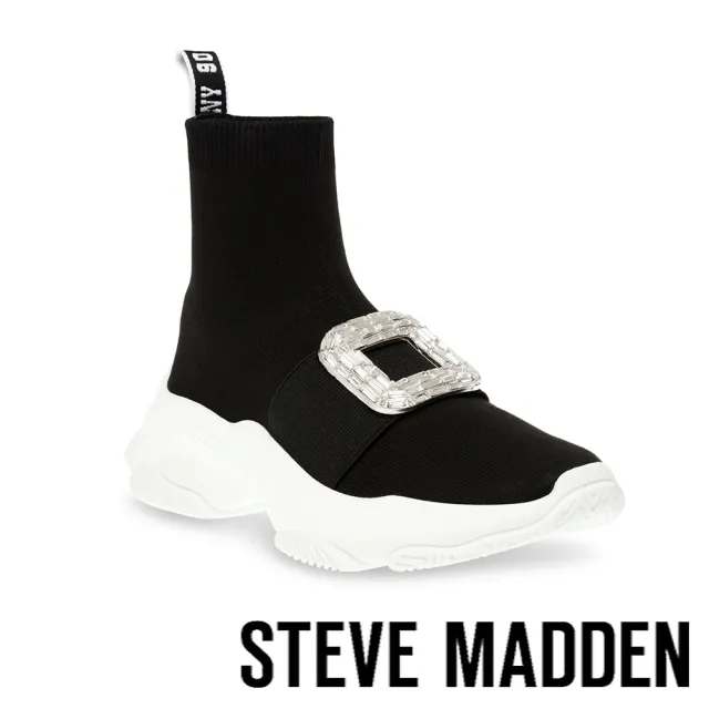 【STEVE MADDEN】MARATHONS 方鑽襪套休閒鞋(黑色)