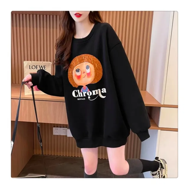 【SCL 南加州丹寧】女孩兒創意畫作穿寬鬆上衣毛衣XL-*5XL