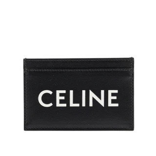 【CELINE】Logo 印花平滑小牛皮名片/卡片夾(黑色)