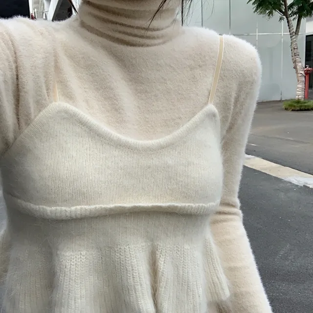 【D.studio】韓版白色高領毛衣(針織上衣 毛衣 長袖上衣 女裝 衣服 寬鬆上衣 顯瘦上衣 W464)