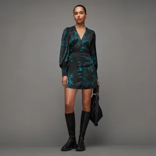 【ALLSAINTS】AUDEN COSMIC 人造絲V領印花短洋裝 W003DZ(常規版型)