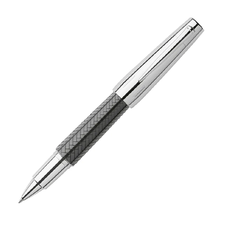 【Faber-Castell】天然樹脂雕紋 鑲木紋 黑色 鋼珠筆(原廠正貨)