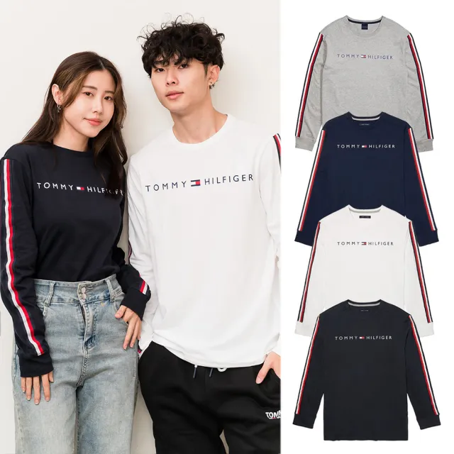 Tommy Hilfiger】男版文字國旗LOGO 平輸品(長袖薄長袖T恤) - momo購物