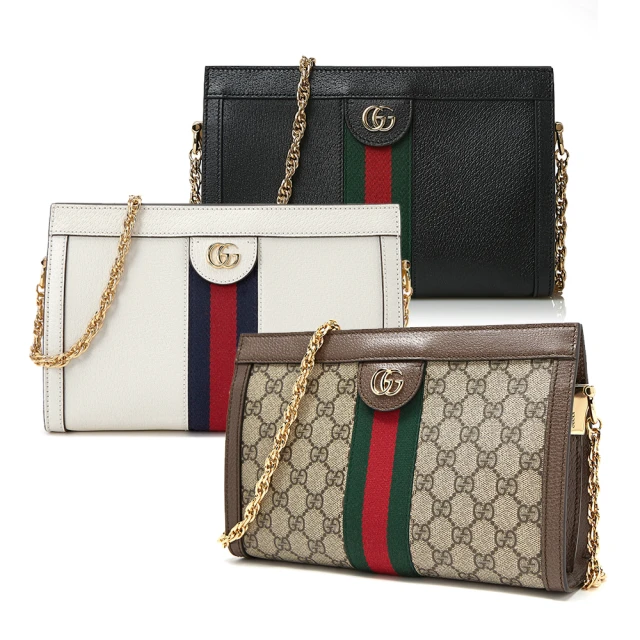 GUCCI 古馳 503877.719883 經典Ophidia系列GG LOGO織帶皮革磁釦手拿/斜背包(顏色任選)