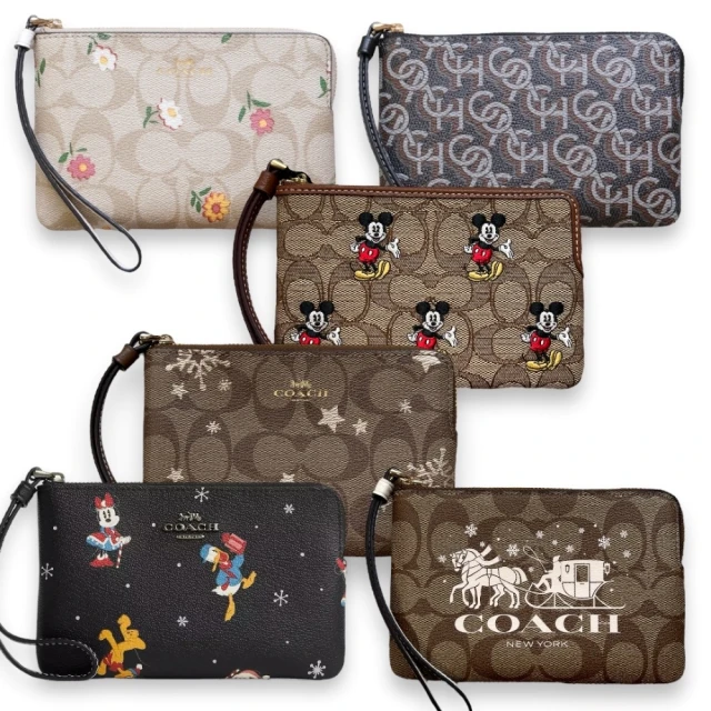 COACH Disney聯名米奇LOGO PVC 防刮皮革 男女生可用 錢包 手拿包 零錢包(多款可挑)