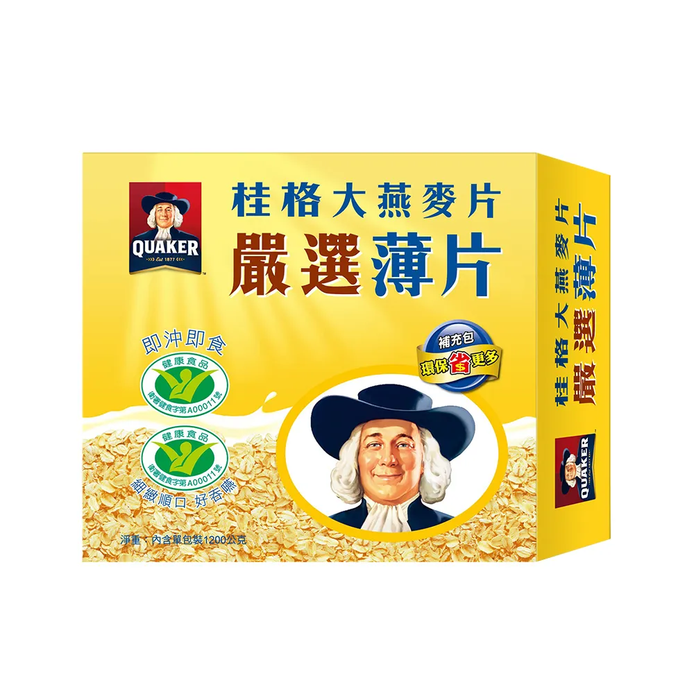 【QUAKER桂格】嚴選薄片大燕麥片1200gx1盒
