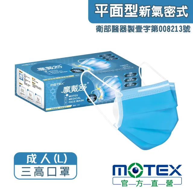 【MOTEX 摩戴舒】三高醫用口罩  天空藍(30片/盒)