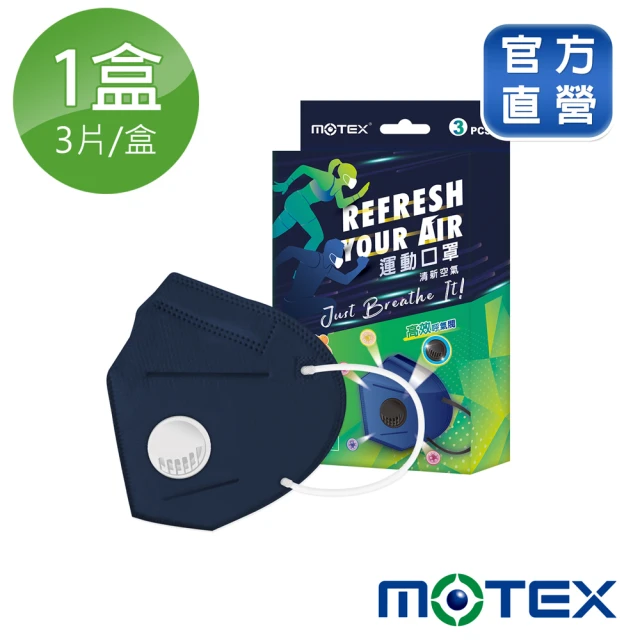 【MOTEX 摩戴舒】蚌型運動口罩共三片(1片/包  3包/盒 內附固定片)