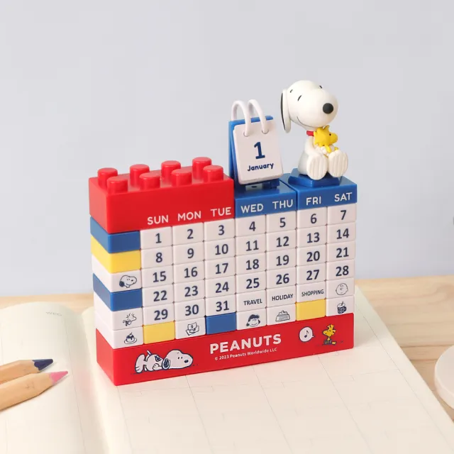 【Norns】Peanuts史努比萬年曆(正版授權 月曆日曆 DIY公仔積木萬年曆)